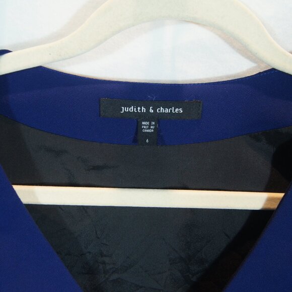 Judith & Charles Women’s Blue V-Neck Short Sleeve Sheath Dress Size Small - Picture 3 of 6